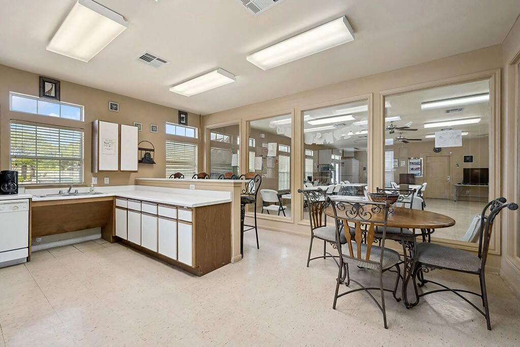 Community center kitchen at Fountains at Tidwell and The Enclave in Houston TX